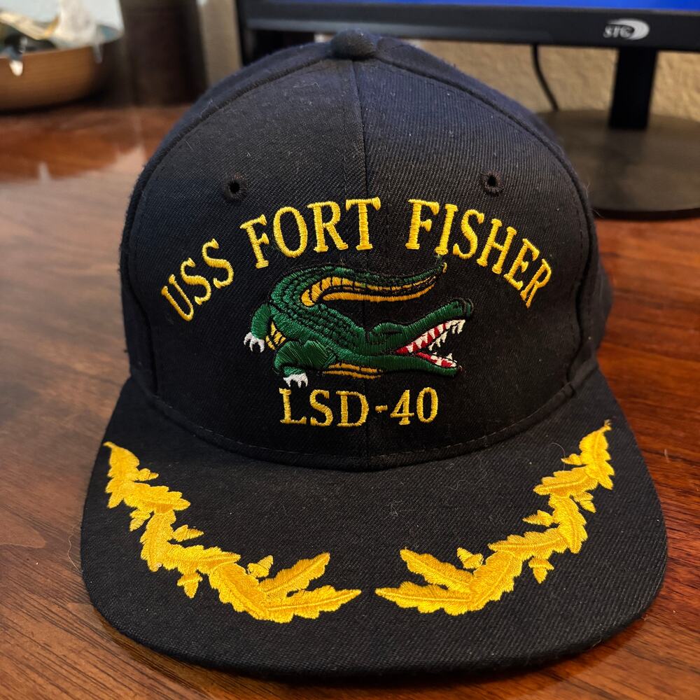 USS Fort Fisher LSD 40 Hat Cap Blue US Navy Military Gator The Corps USA Made